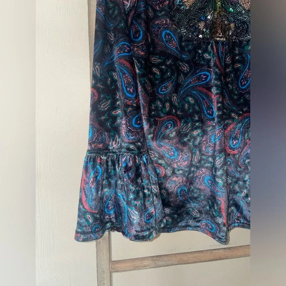 We the Free velvet paisley print long bell sleeve top - Picture 6 of 7